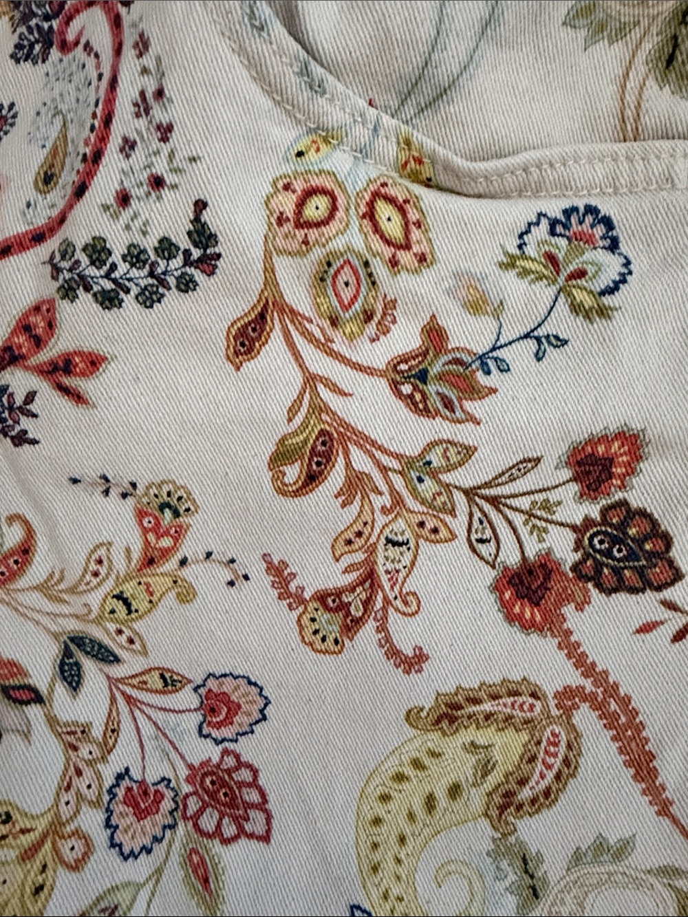 Anthropologie Cream Paisley Multicolor Denim Shorts - Picture 3 of 3